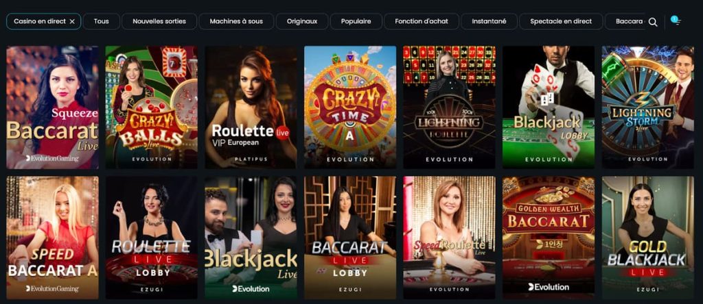 Rakebit Casino jeux live